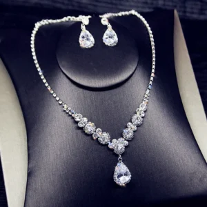 Crystal Accented Wedding Jewelry Set for Brides