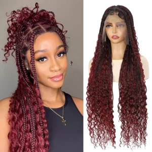 Bohemian Knotless Braided Wig - Golden Blonde with Curls