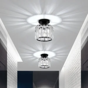 Sleek Nordic Metal and Crystal Chandelier