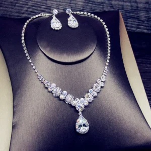 Crystal Accented Wedding Jewelry Set for Brides