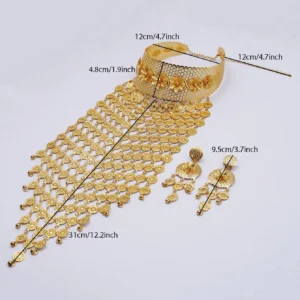Luxury 24K Gold Bridal Jewelry Set with Floral Accents
