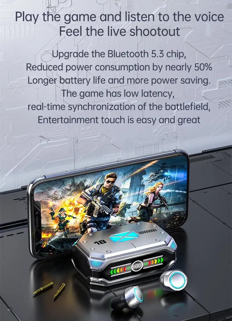 Wireless M43 TWS Gaming Earphones with Active Noise Control