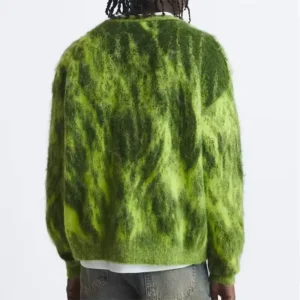 Luxury Mohair Jacquard Knit Sweater for Men