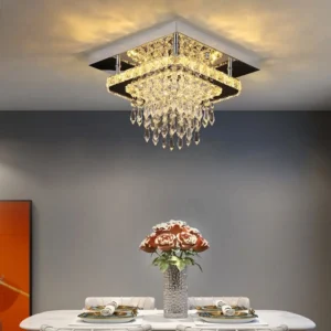 Contemporary Chrome Crystal Pendant Light