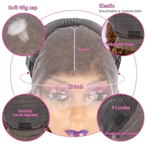 Honey Blonde Curly Bob Wig - Glueless Human Hair