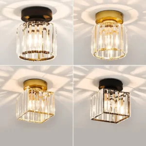 Sleek Nordic Metal and Crystal Chandelier