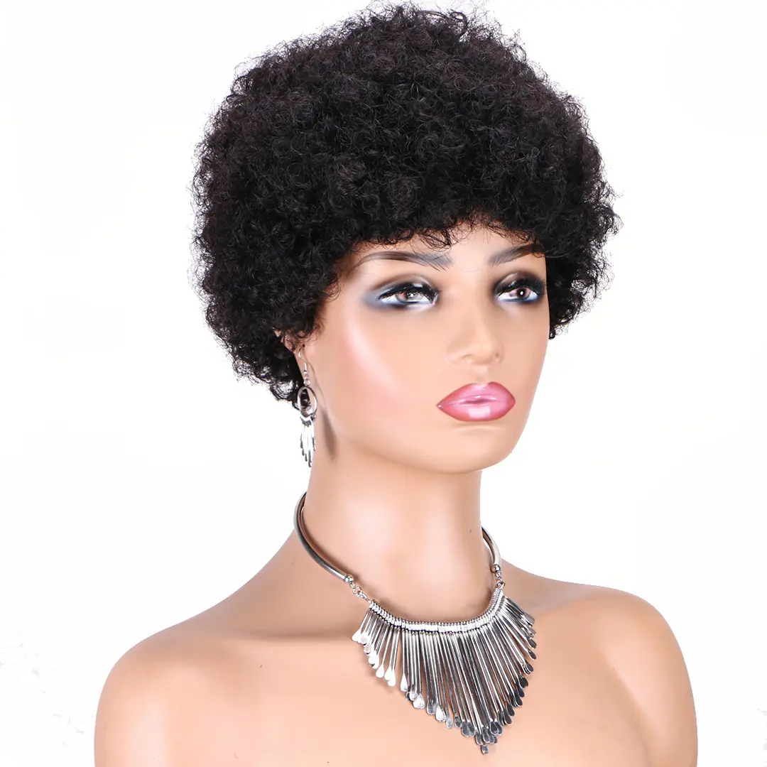 Remy Human Hair Short Pixie Wig - Kinky Curly Style