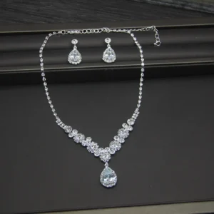 Crystal Accented Wedding Jewelry Set for Brides