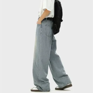 Vintage-Inspired Wide-Leg Denim Trousers