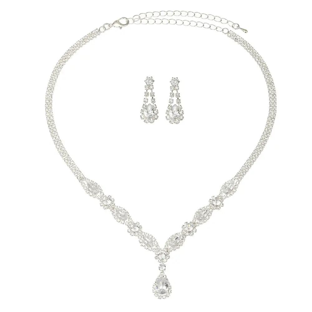 Chic Cubic Zirconia Earrings and Necklace Ensemble