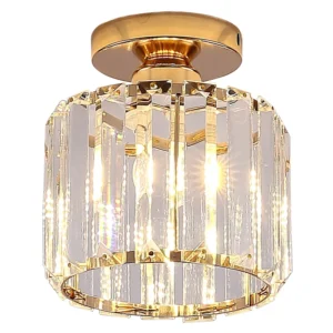 Sleek Nordic Metal and Crystal Chandelier