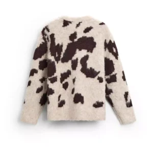 Men's Furry Knit Pullover with Jacquard Pattern