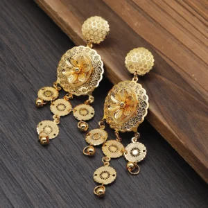 Luxury 24K Gold Bridal Jewelry Set with Floral Accents