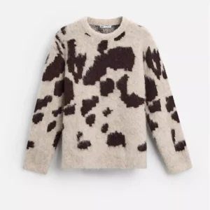 Men's Furry Knit Pullover with Jacquard Pattern
