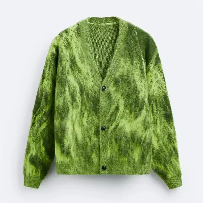 Luxury Mohair Jacquard Knit Sweater for Men