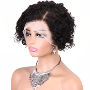 Lace Front Pixie Wig - Short Human Hair with Tight Curls