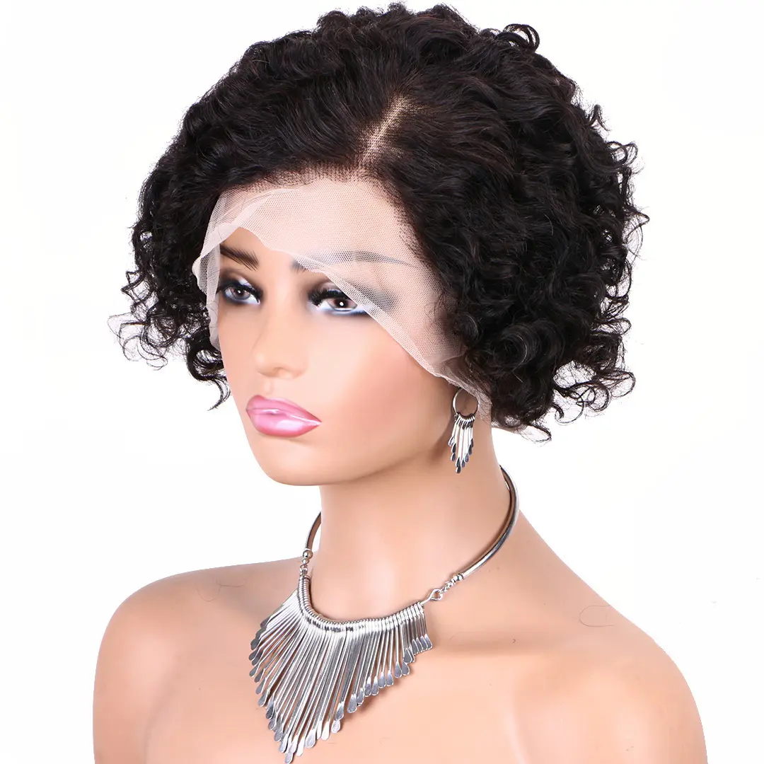 Lace Front Pixie Wig - Short Human Hair with Tight Curls