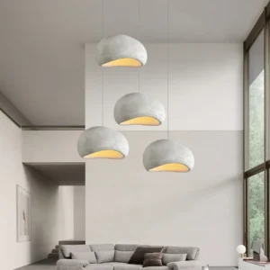 Nordic Wabi Sabi Small Oval Pendant Light – Industrial Cloud-Style Japanese Chandelier