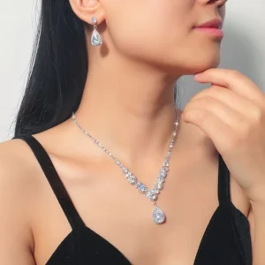 Crystal Accented Wedding Jewelry Set for Brides