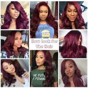 Wholesale 100% Virgin Brazilian Body Wave in 99J Burgundy with Lace Frontals