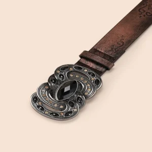 Opulent Gemstone-Studded Western Belt with Heavy Metal Design