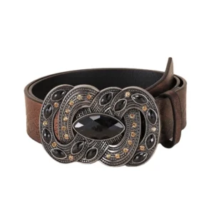 Opulent Gemstone-Studded Western Belt with Heavy Metal Design