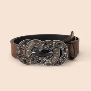 Opulent Gemstone-Studded Western Belt with Heavy Metal Design