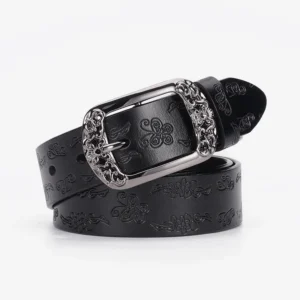 Vintage-Inspired Wide Cowhide Leather Belt for Women