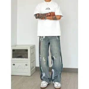 Men's Custom Cargo Baggy Jeans - High Quality Distressed Wide Leg Design
