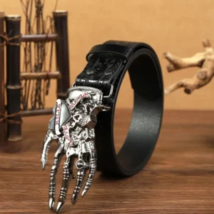 Men's Casual Western Style Belt with Cross-Border Skull Claw Design