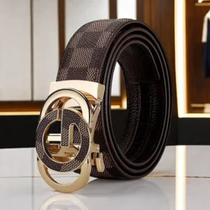 Men's Classic Genuine Cowhide Leather Belt with Automatic Alloy Buckle