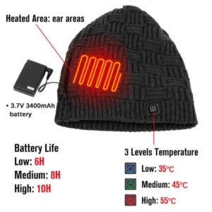 Stylish Heated Wool Headcap for Outdoor Adventures