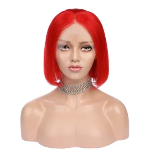 Vibrant Red Bob Wig - 14 Inch Virgin Human Hair Lace Front