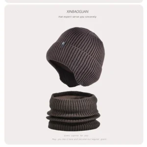 Stylish Winter Ear Protection Cap with Integrated Scarf