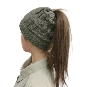 Cozy Crochet Cap with High Ponytail Access