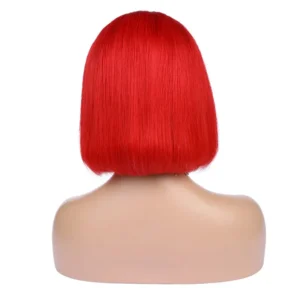 Vibrant Red Bob Wig - 14 Inch Virgin Human Hair Lace Front