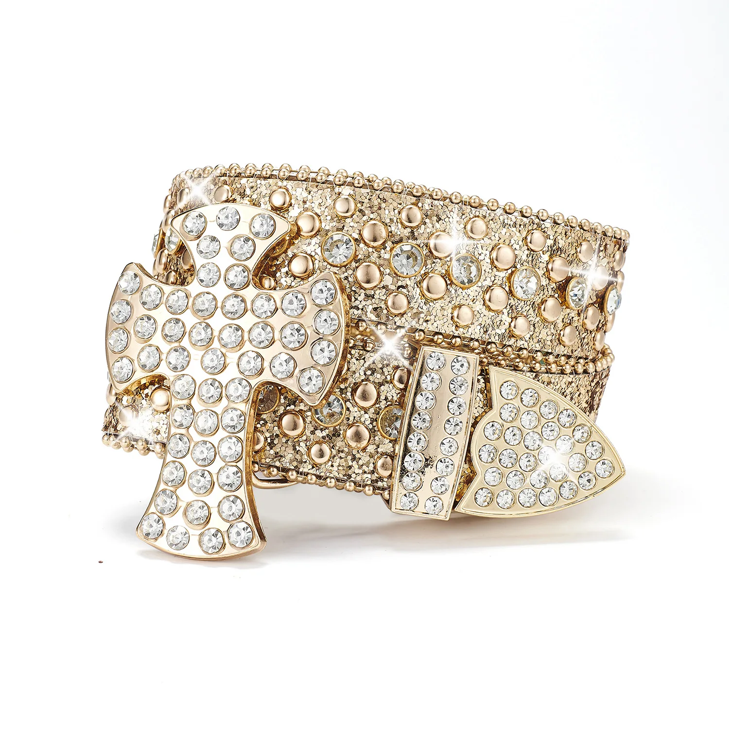 PU Leather Strap, and Eye-Catching Skull Buckle, Embellished Cowboy Rhinestone Belt for Women"