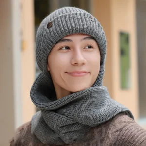 Cozy Winter Knit Hooded Scarf Pullover – All-in-One Headscarf and Hoodie Hat for Ultimate Warmth