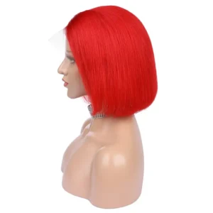 Vibrant Red Bob Wig - 14 Inch Virgin Human Hair Lace Front