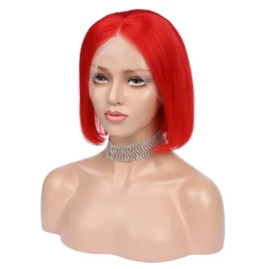 Vibrant Red Bob Wig - 14 Inch Virgin Human Hair Lace Front