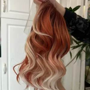 Lenaqueen Short Wavy Orange Wig - 13x4 Synthetic Lace Front with Futura Heat Resistant Fiber