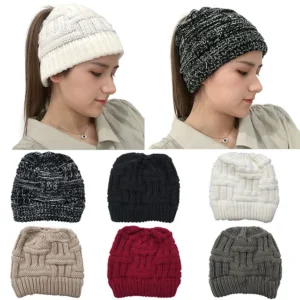 Cozy Crochet Cap with High Ponytail Access