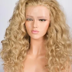 Luxurious Honey Blonde Mongolian Curly Lace Front Wig