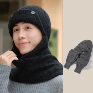 Cozy Winter Knit Hooded Scarf Pullover – All-in-One Headscarf and Hoodie Hat for Ultimate Warmth