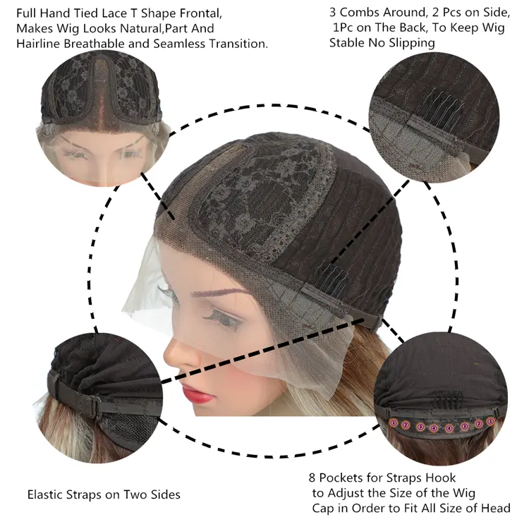 Lenaqueen 24-Inch Long Blonde Ombre Wavy Wig - Heat Resistant Synthetic Hair for Women