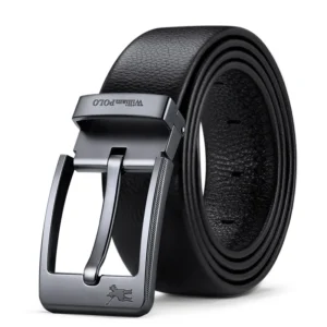 WILLIAMPOLO Versatile Youth Fashion Leather Belt with Pin Buckle