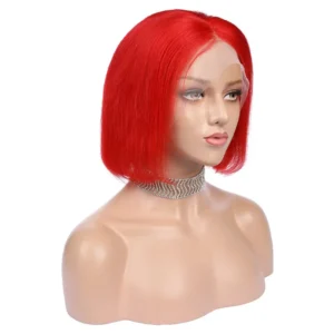 Vibrant Red Bob Wig - 14 Inch Virgin Human Hair Lace Front