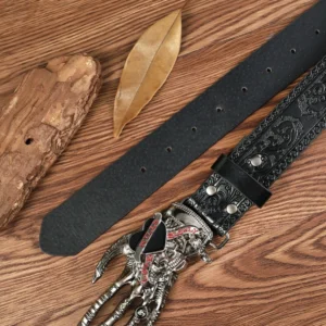 Men's Casual Western Style Belt with Cross-Border Skull Claw Design