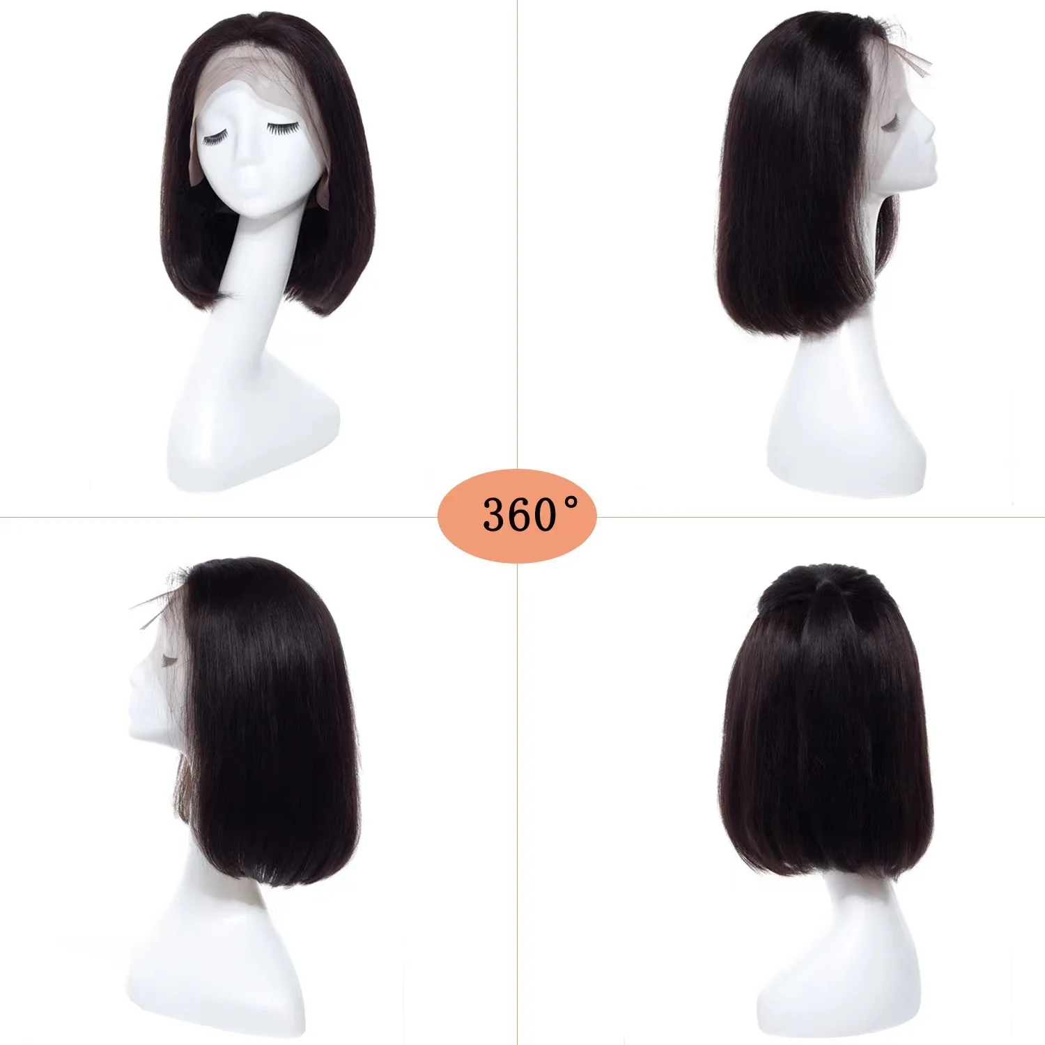 Premium Natural Black Brazilian Hair Wig - HD Lace Glueless Bone Straight Layered Style