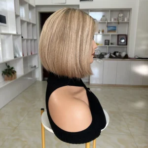 Fashionable Long Bob Lace Wig in Cool Blonde Shades